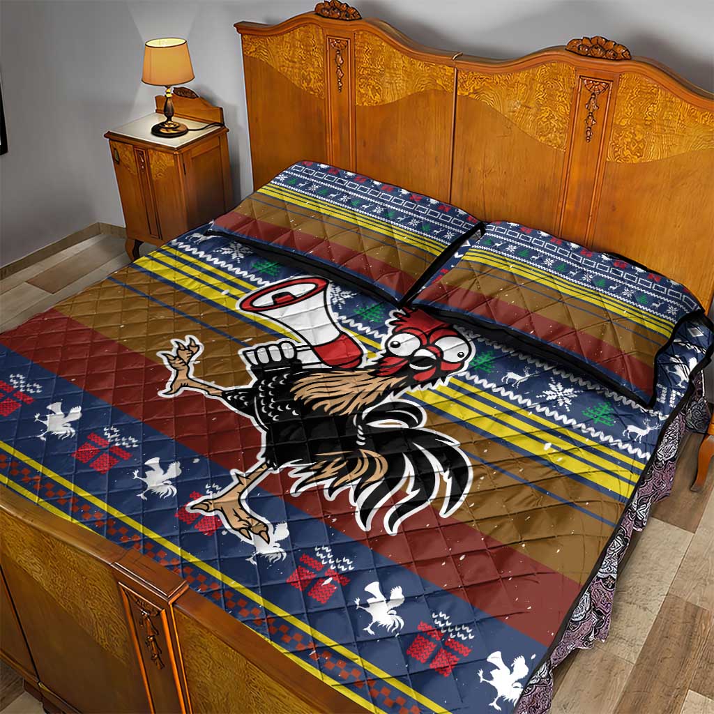 Chicken It Twice Christmas Quilt Bed Set Xmas Holiday Patterns - Wonder Print Shop