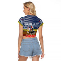 Chicken It Twice Christmas Raglan Cropped T Shirt Xmas Holiday Patterns - Wonder Print Shop