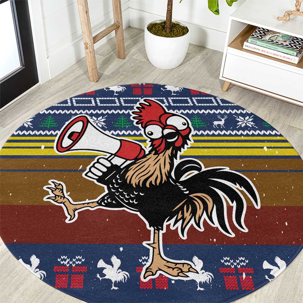 Chicken It Twice Christmas Round Carpet Xmas Holiday Patterns - Wonder Print Shop