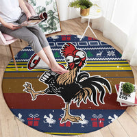 Chicken It Twice Christmas Round Carpet Xmas Holiday Patterns - Wonder Print Shop