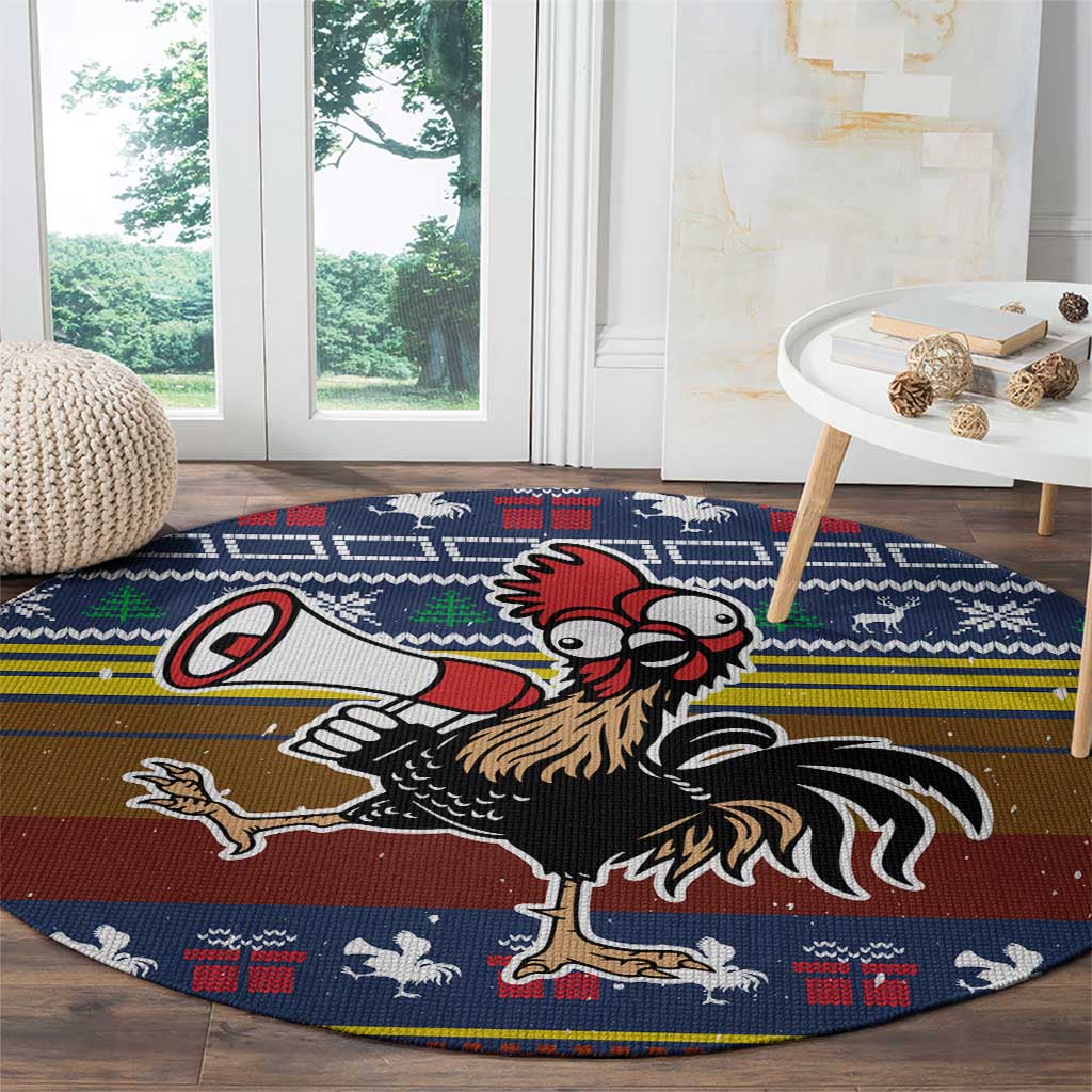 Chicken It Twice Christmas Round Carpet Xmas Holiday Patterns - Wonder Print Shop