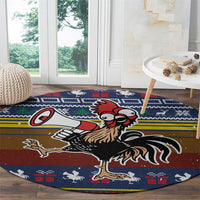 Chicken It Twice Christmas Round Carpet Xmas Holiday Patterns - Wonder Print Shop