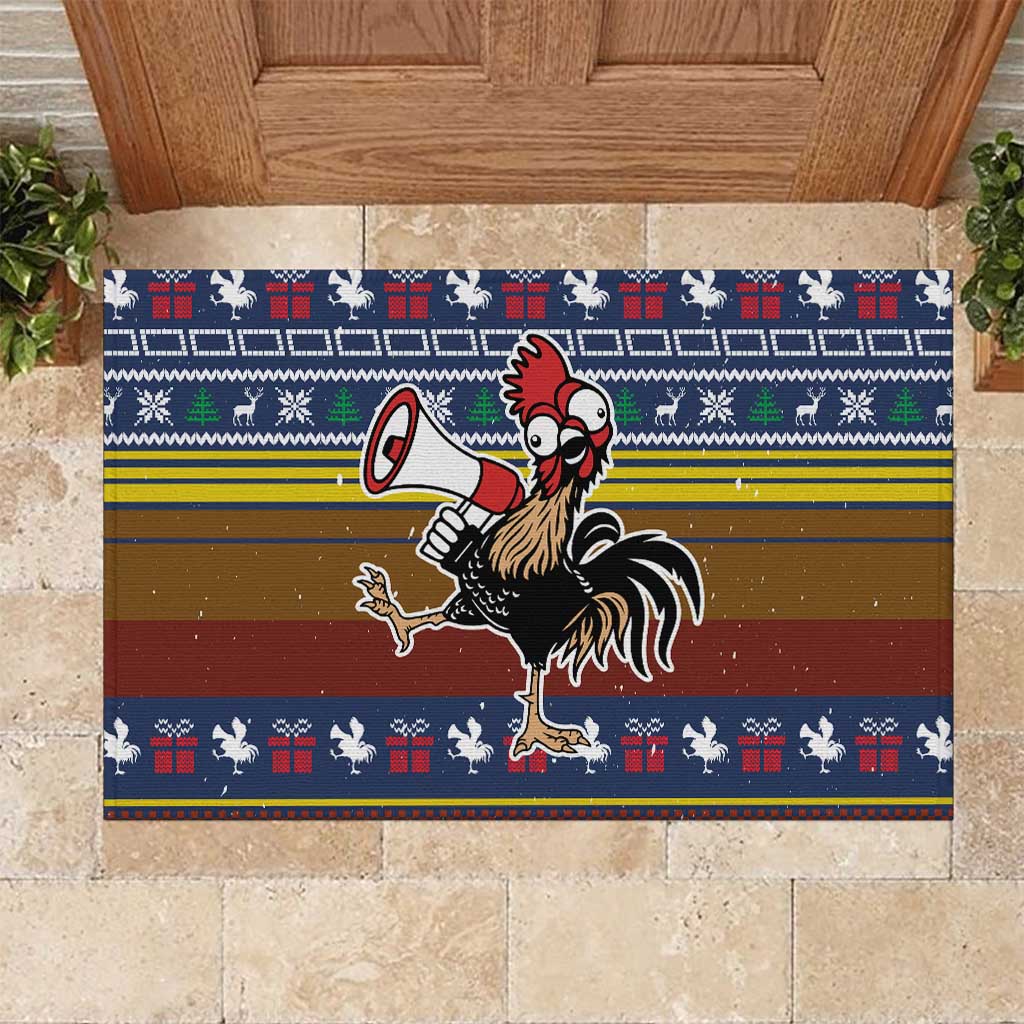Chicken It Twice Christmas Rubber Doormat Xmas Holiday Patterns - Wonder Print Shop