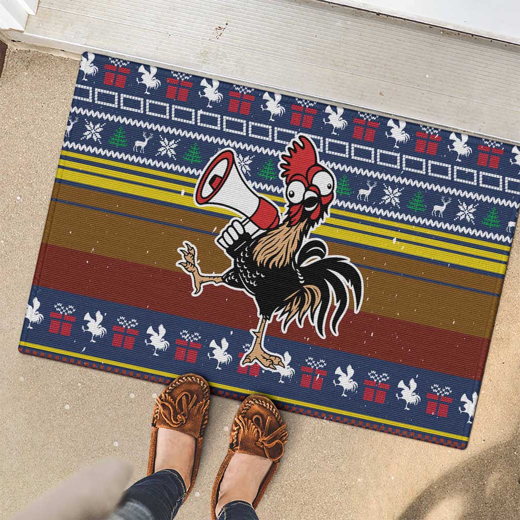 Chicken It Twice Christmas Rubber Doormat Xmas Holiday Patterns - Wonder Print Shop
