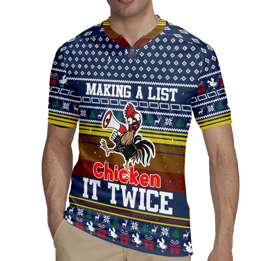 Chicken It Twice Christmas Rugby Jersey Xmas Holiday Patterns - Wonder Print Shop