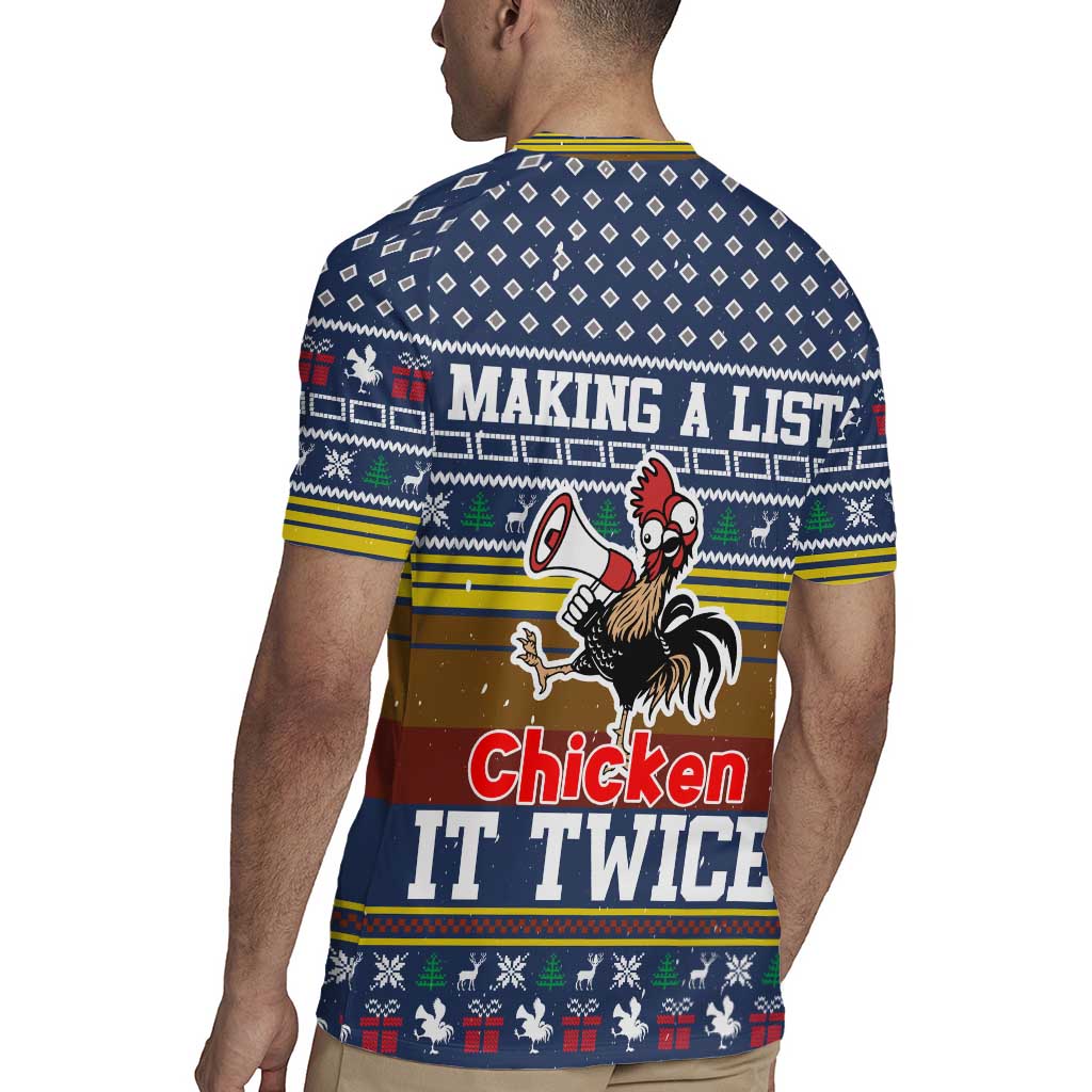 Chicken It Twice Christmas Rugby Jersey Xmas Holiday Patterns - Wonder Print Shop