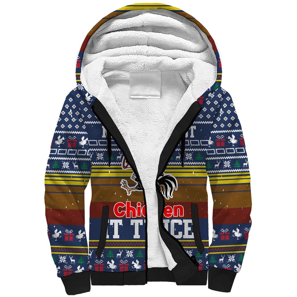 Chicken It Twice Christmas Sherpa Hoodie Xmas Holiday Patterns - Wonder Print Shop