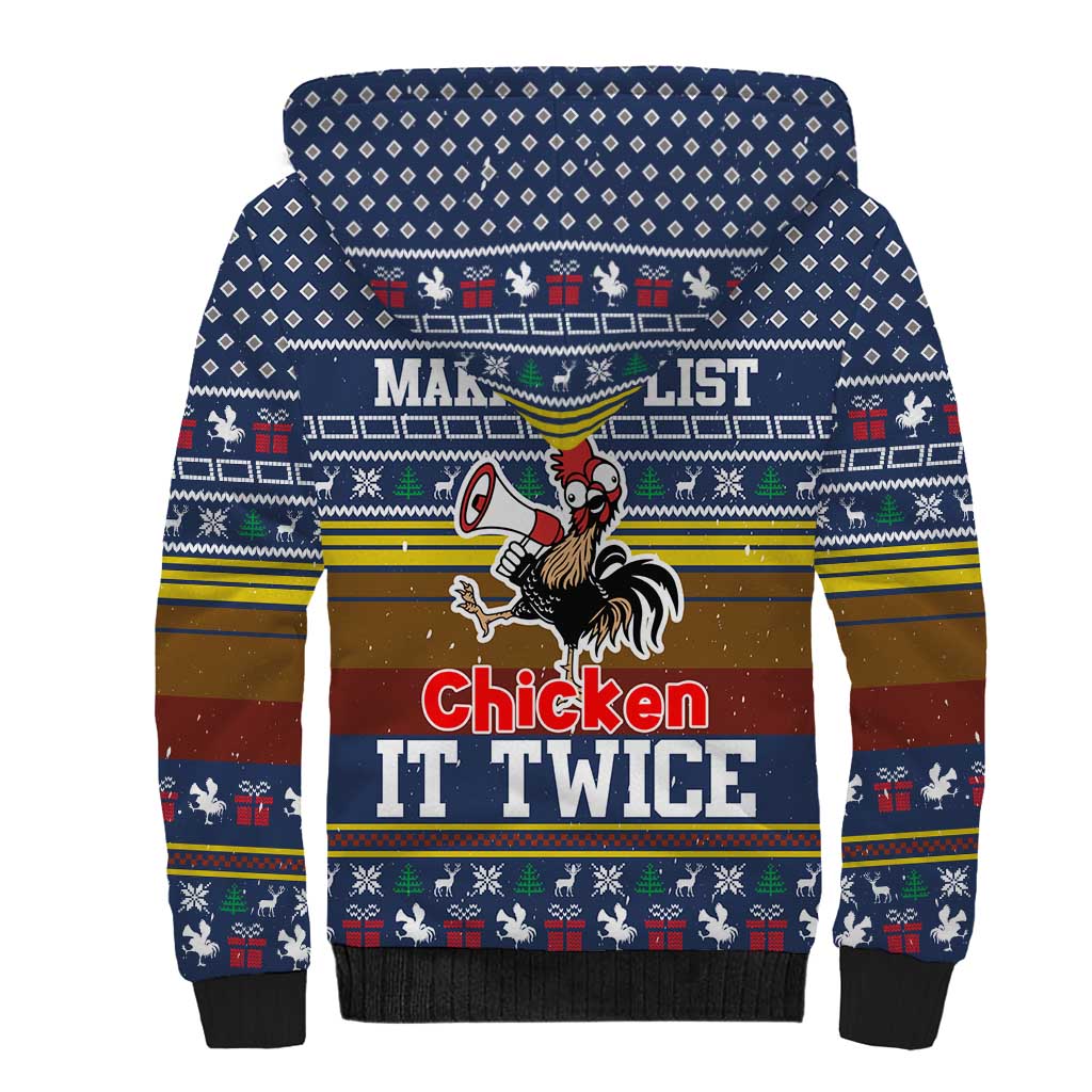 Chicken It Twice Christmas Sherpa Hoodie Xmas Holiday Patterns - Wonder Print Shop
