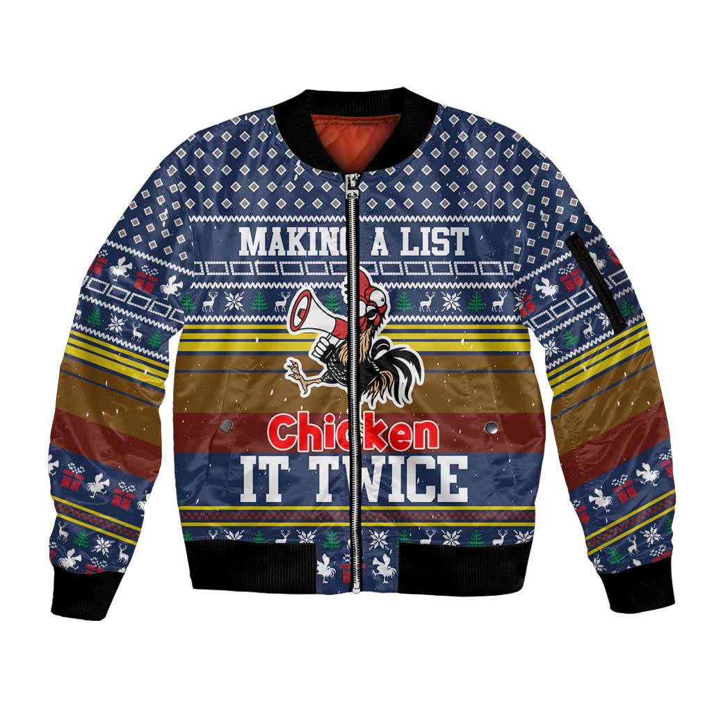 Chicken It Twice Christmas Sleeve Zip Bomber Jacket Xmas Holiday Patterns - Wonder Print Shop
