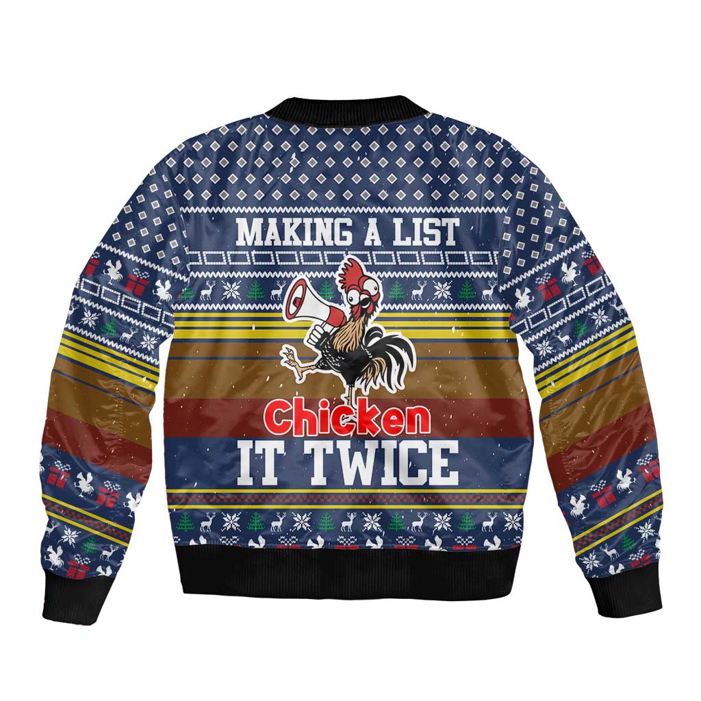Chicken It Twice Christmas Sleeve Zip Bomber Jacket Xmas Holiday Patterns - Wonder Print Shop
