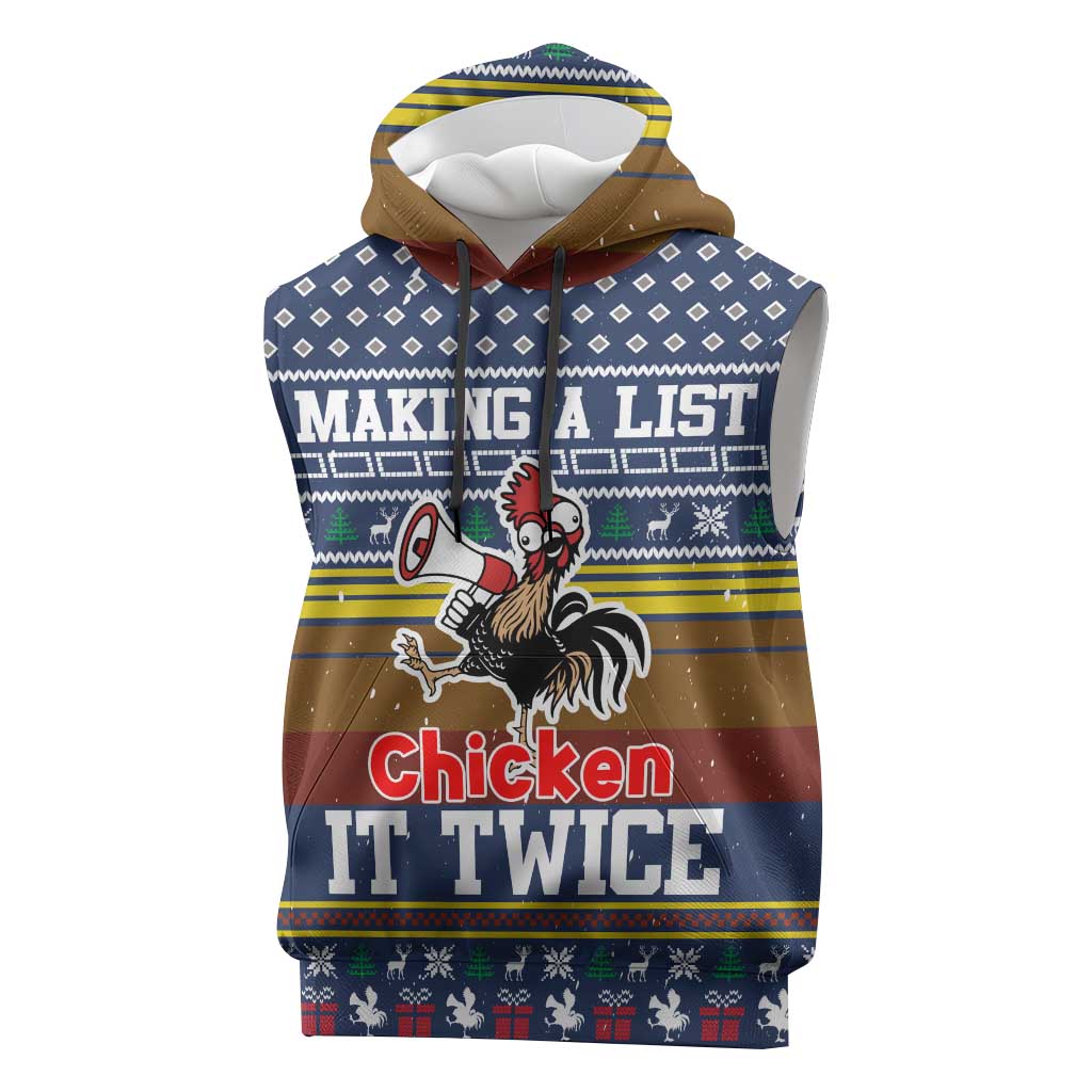 Chicken It Twice Christmas Sleeveless Hoodie Xmas Holiday Patterns - Wonder Print Shop
