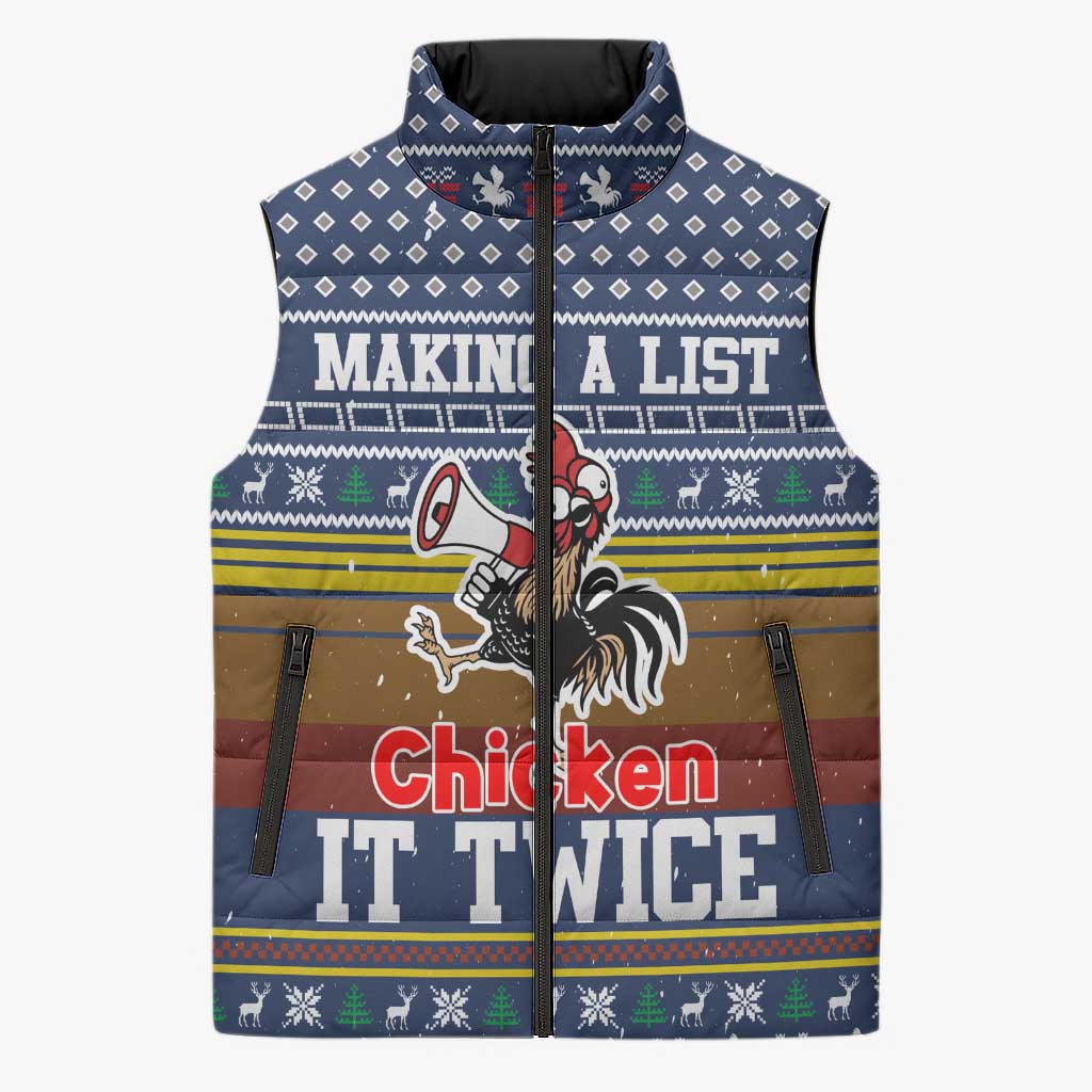 Chicken It Twice Christmas Sleeveless Puffer Jacket Xmas Holiday Patterns - Wonder Print Shop