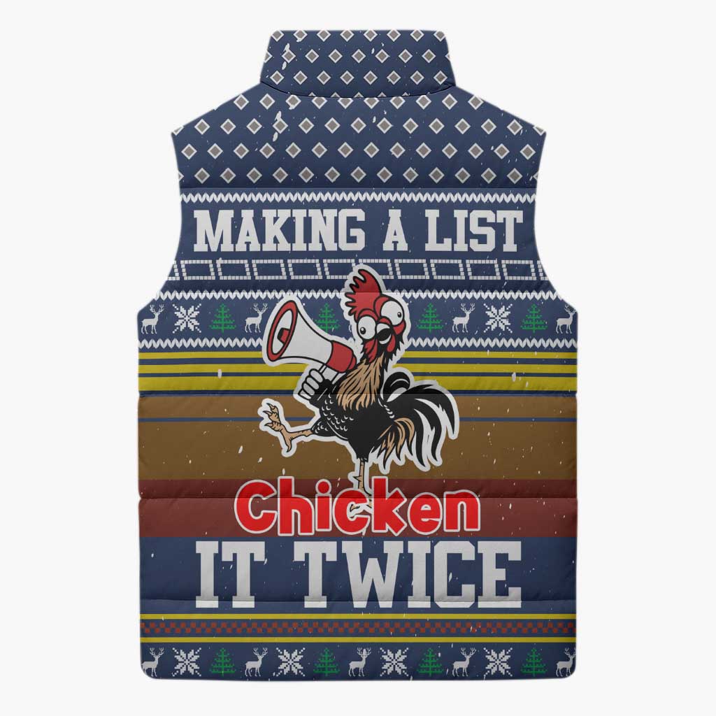 Chicken It Twice Christmas Sleeveless Puffer Jacket Xmas Holiday Patterns - Wonder Print Shop