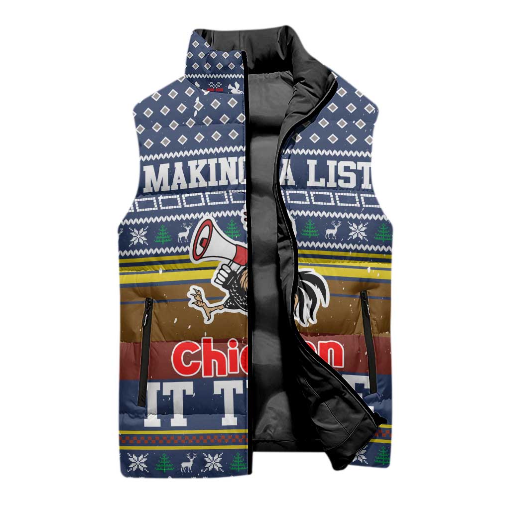 Chicken It Twice Christmas Sleeveless Puffer Jacket Xmas Holiday Patterns - Wonder Print Shop