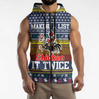 Chicken It Twice Christmas Sleeveless Zip Hoodie Xmas Holiday Patterns - Wonder Print Shop