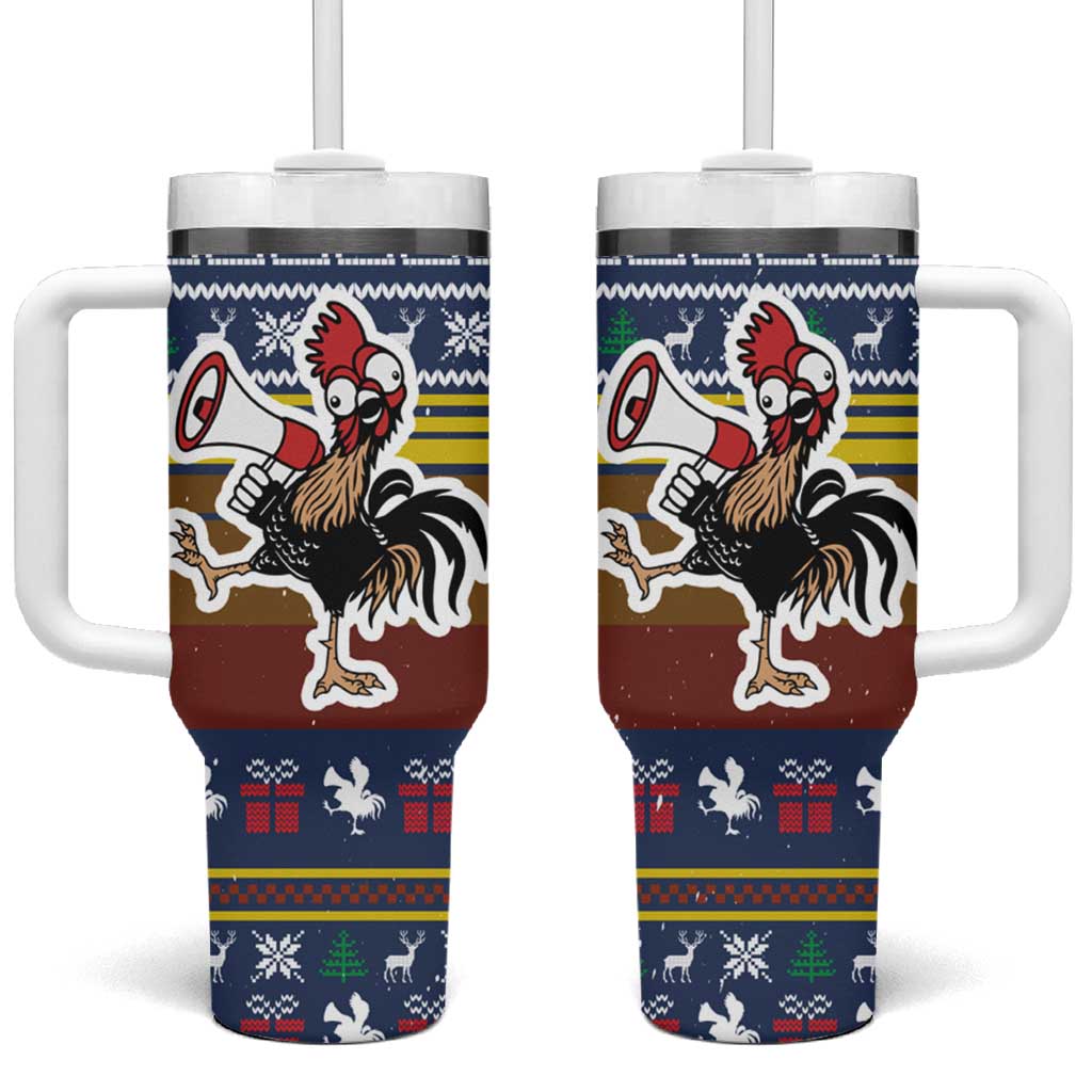 Chicken It Twice Christmas Tumbler With Handle Xmas Holiday Patterns - Wonder Print Shop