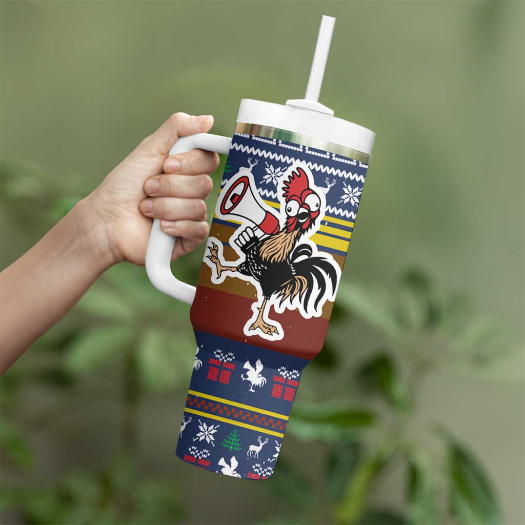 Chicken It Twice Christmas Tumbler With Handle Xmas Holiday Patterns - Wonder Print Shop