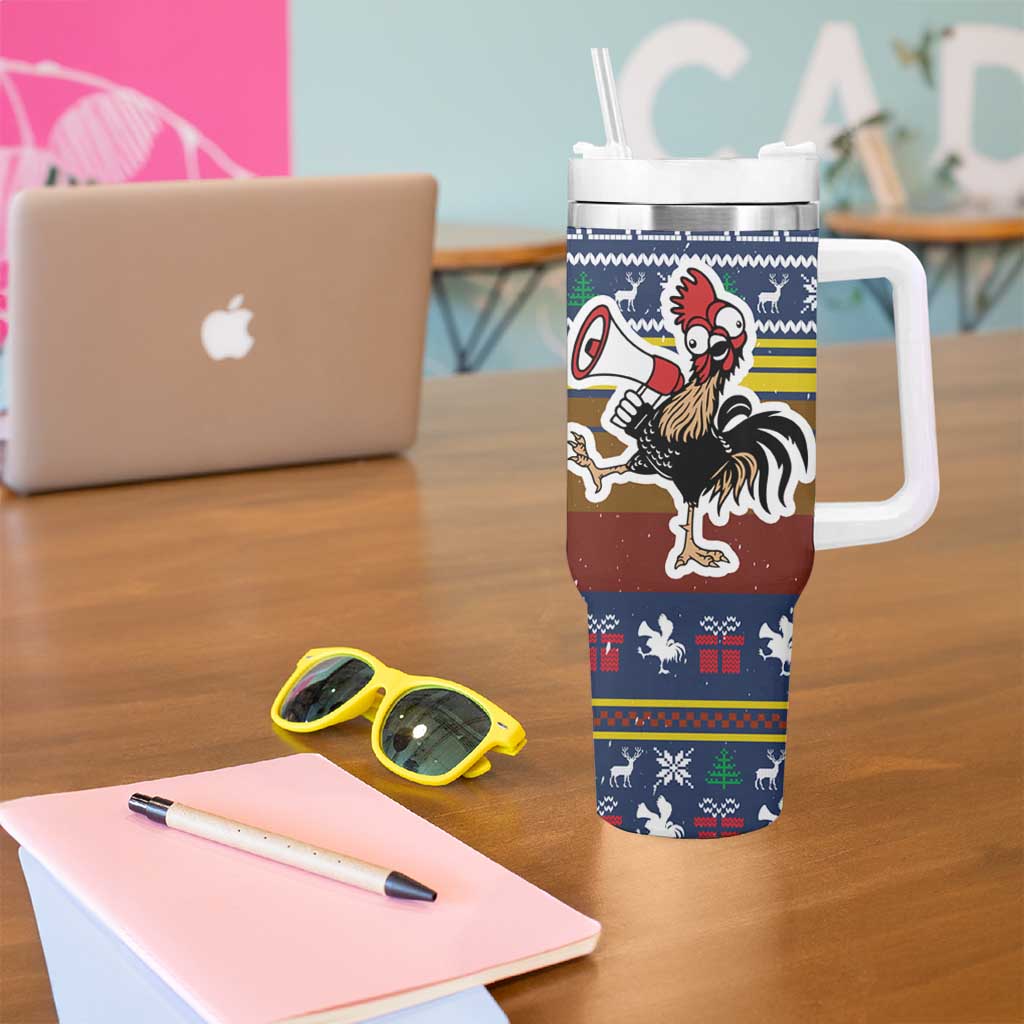 Chicken It Twice Christmas Tumbler With Handle Xmas Holiday Patterns - Wonder Print Shop
