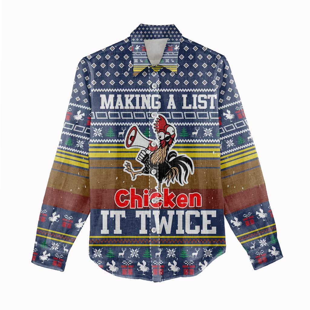 Chicken It Twice Christmas Women Casual Shirt Xmas Holiday Patterns - Wonder Print Shop