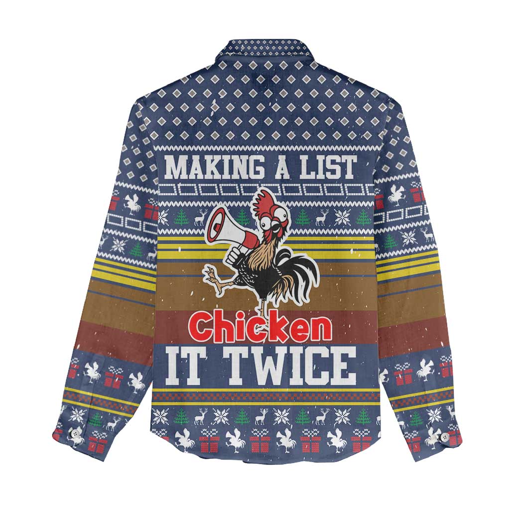 Chicken It Twice Christmas Women Casual Shirt Xmas Holiday Patterns - Wonder Print Shop