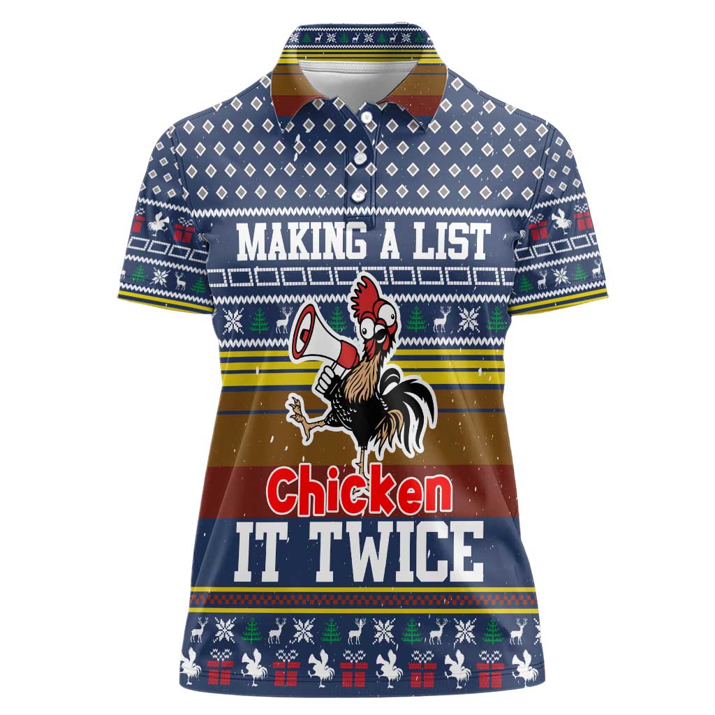 Chicken It Twice Christmas Women Polo Shirt Xmas Holiday Patterns - Wonder Print Shop
