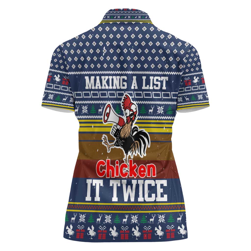 Chicken It Twice Christmas Women Polo Shirt Xmas Holiday Patterns - Wonder Print Shop