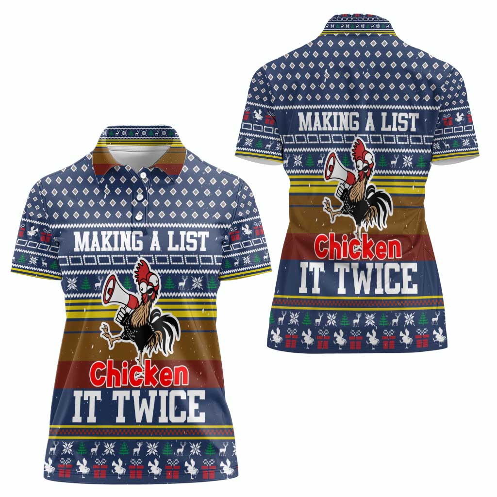 Chicken It Twice Christmas Women Polo Shirt Xmas Holiday Patterns - Wonder Print Shop