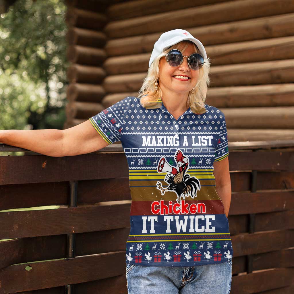 Chicken It Twice Christmas Women Polo Shirt Xmas Holiday Patterns - Wonder Print Shop