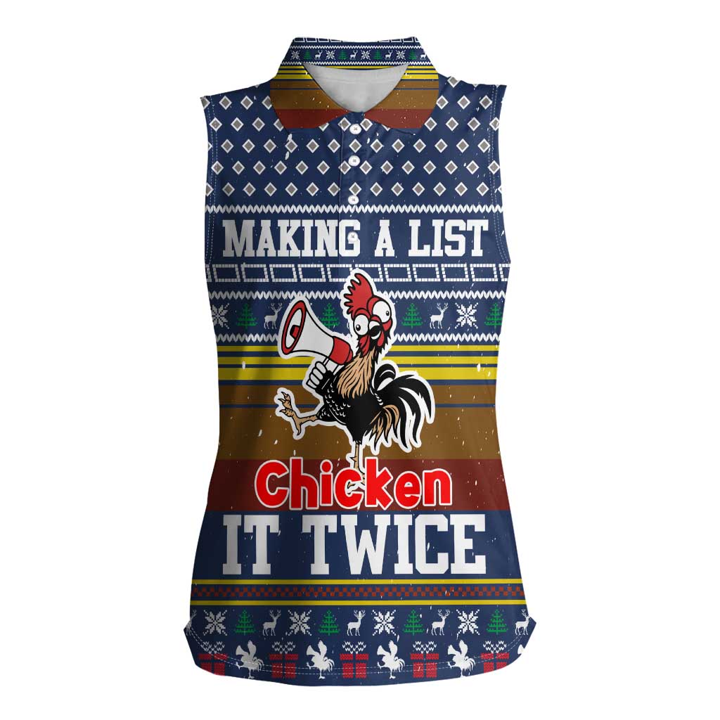 Chicken It Twice Christmas Women Sleeveless Polo Shirt Xmas Holiday Patterns - Wonder Print Shop
