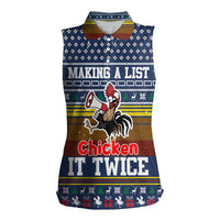 Chicken It Twice Christmas Women Sleeveless Polo Shirt Xmas Holiday Patterns - Wonder Print Shop