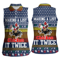 Chicken It Twice Christmas Women Sleeveless Polo Shirt Xmas Holiday Patterns - Wonder Print Shop