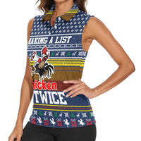 Chicken It Twice Christmas Women Sleeveless Polo Shirt Xmas Holiday Patterns - Wonder Print Shop
