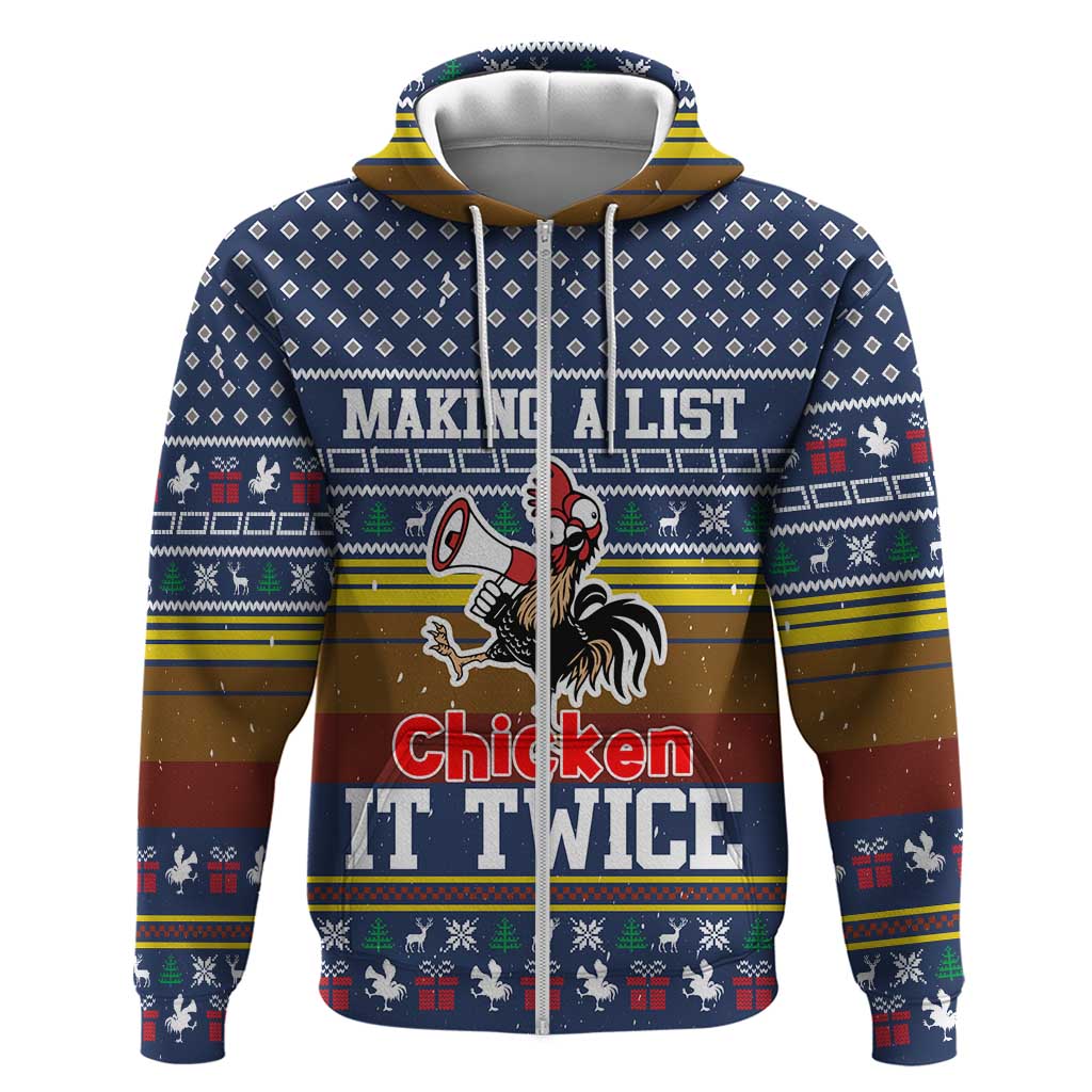Chicken It Twice Christmas Zip Hoodie Xmas Holiday Patterns - Wonder Print Shop