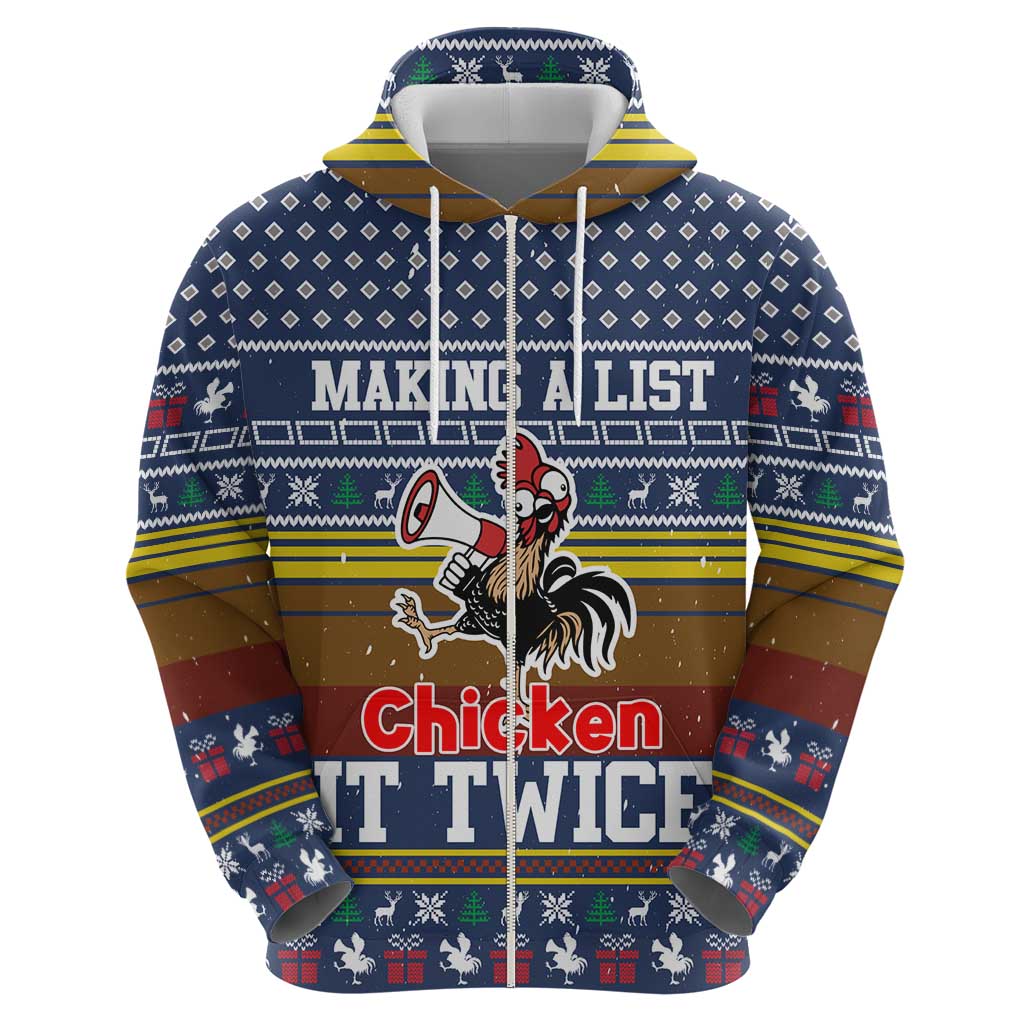 Chicken It Twice Christmas Zip Hoodie Xmas Holiday Patterns - Wonder Print Shop