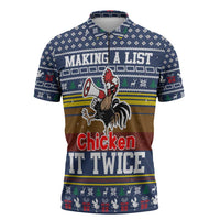 Chicken It Twice Christmas Zipper Polo Shirt Xmas Holiday Patterns - Wonder Print Shop