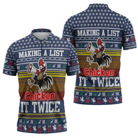 Chicken It Twice Christmas Zipper Polo Shirt Xmas Holiday Patterns - Wonder Print Shop