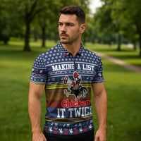 Chicken It Twice Christmas Zipper Polo Shirt Xmas Holiday Patterns - Wonder Print Shop