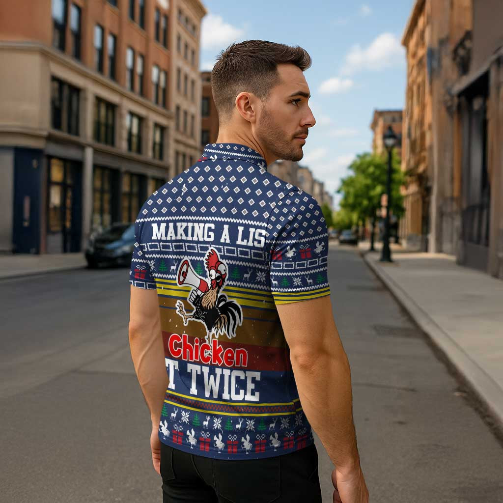 Chicken It Twice Christmas Zipper Polo Shirt Xmas Holiday Patterns - Wonder Print Shop