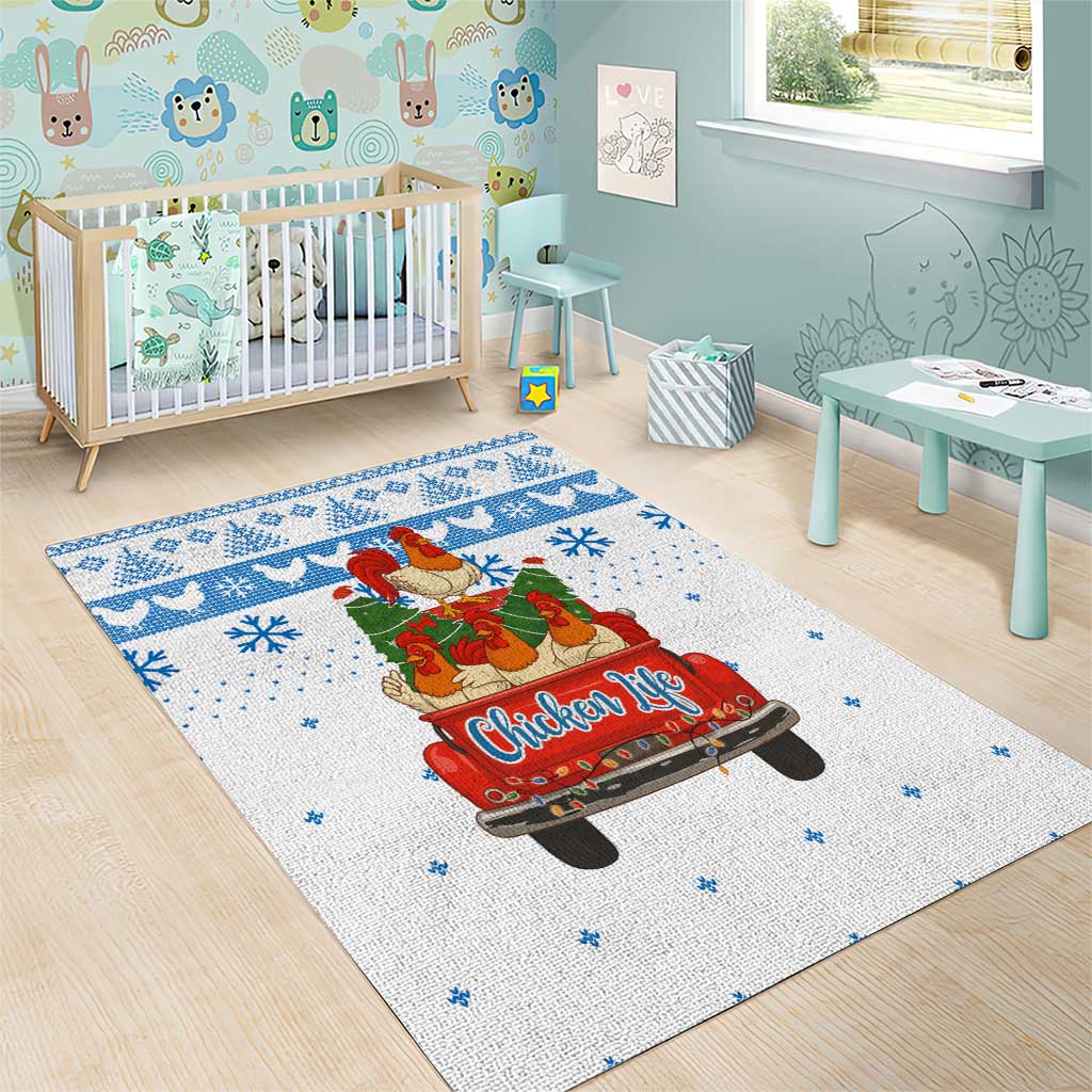 Chicken Life Christmas Area Rug Xmas Holiday Patterns - Wonder Print Shop