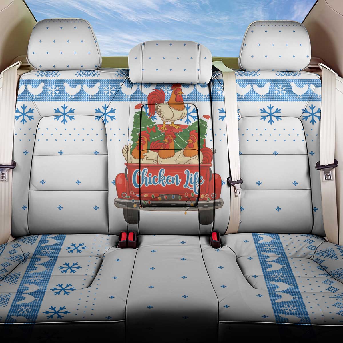 Chicken Life Christmas Back Car Seat Cover Xmas Holiday Patterns - Wonder Print Shop