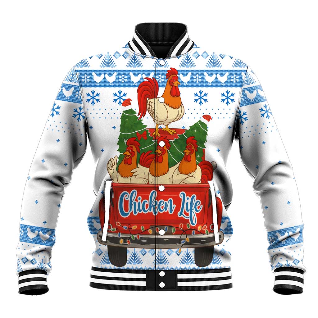 Chicken Life Christmas Baseball Jacket Xmas Holiday Patterns - Wonder Print Shop