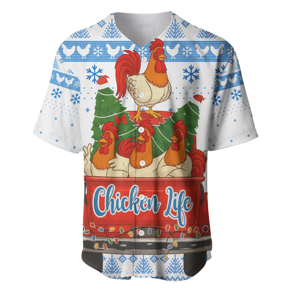 Chicken Life Christmas Baseball Jersey Xmas Holiday Patterns - Wonder Print Shop