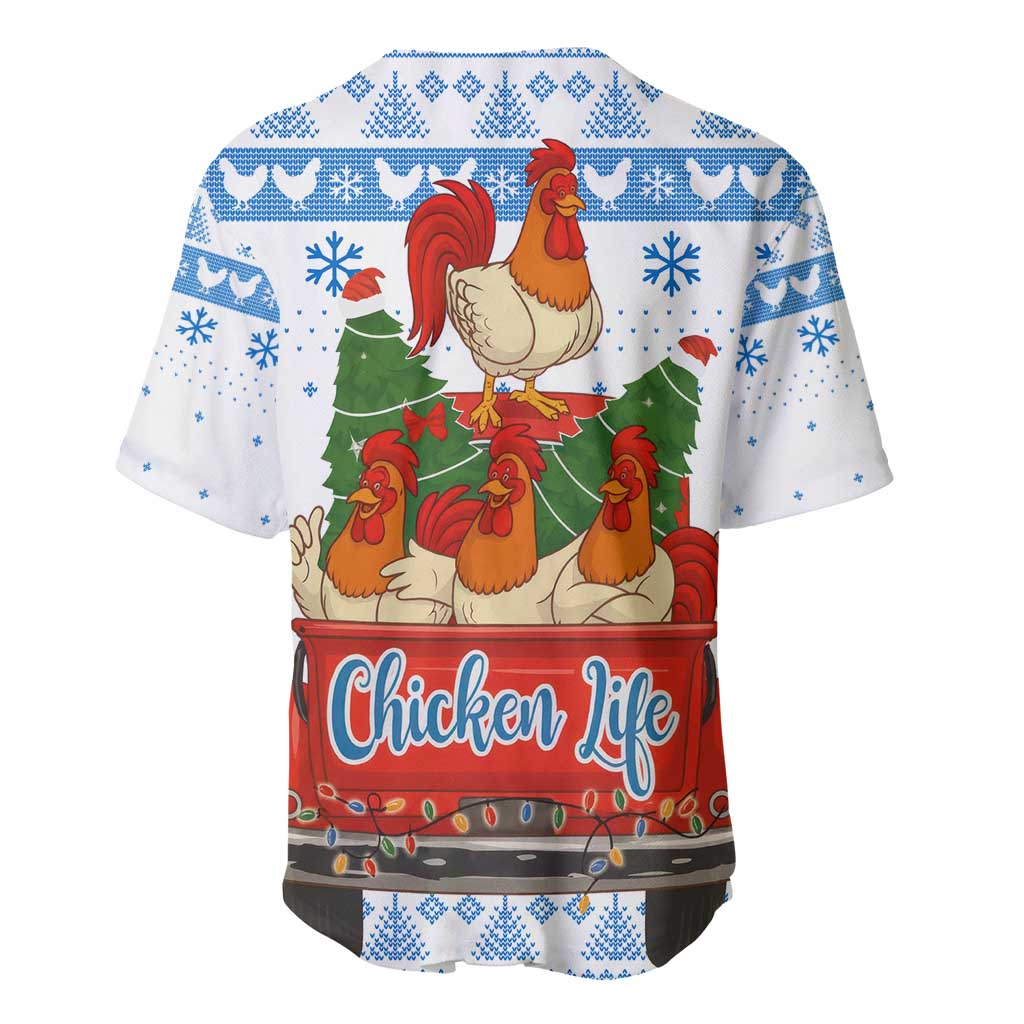 Chicken Life Christmas Baseball Jersey Xmas Holiday Patterns - Wonder Print Shop