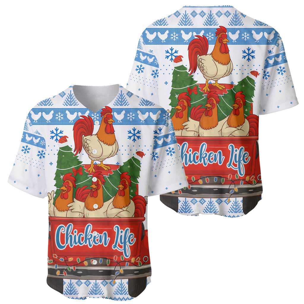 Chicken Life Christmas Baseball Jersey Xmas Holiday Patterns - Wonder Print Shop
