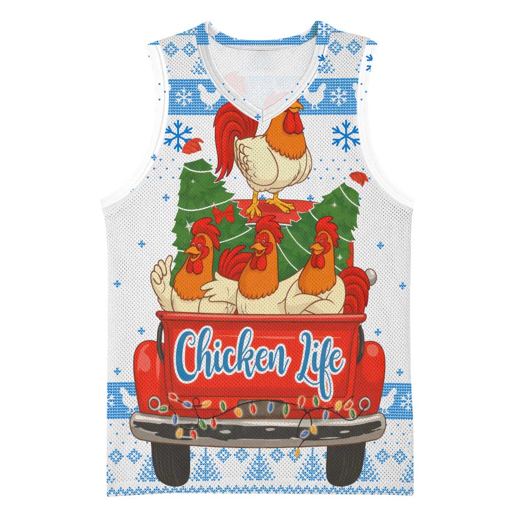 Chicken Life Christmas Basketball Jersey Xmas Holiday Patterns - Wonder Print Shop