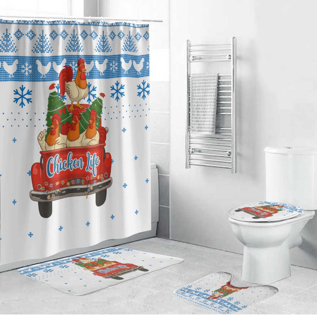 Chicken Life Christmas Bathroom Set Xmas Holiday Patterns - Wonder Print Shop