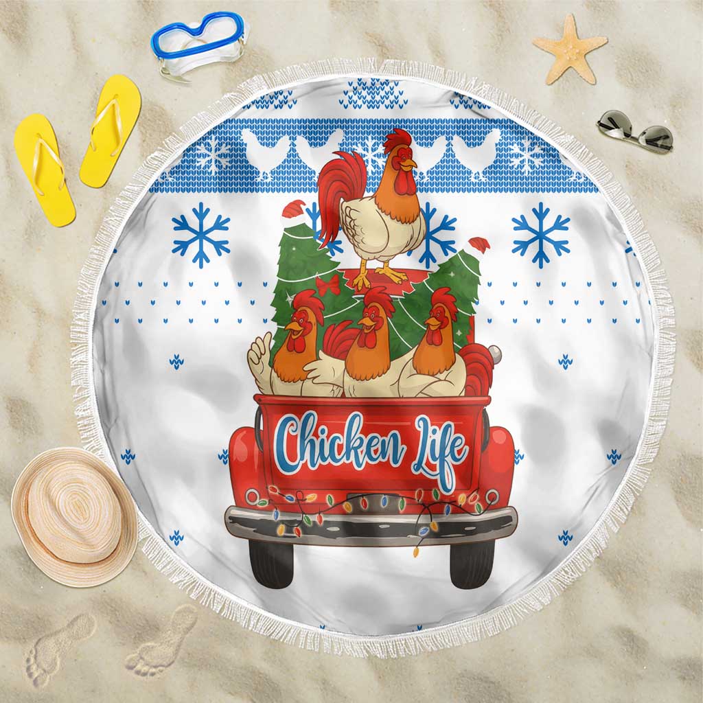 Chicken Life Christmas Beach Blanket Xmas Holiday Patterns - Wonder Print Shop