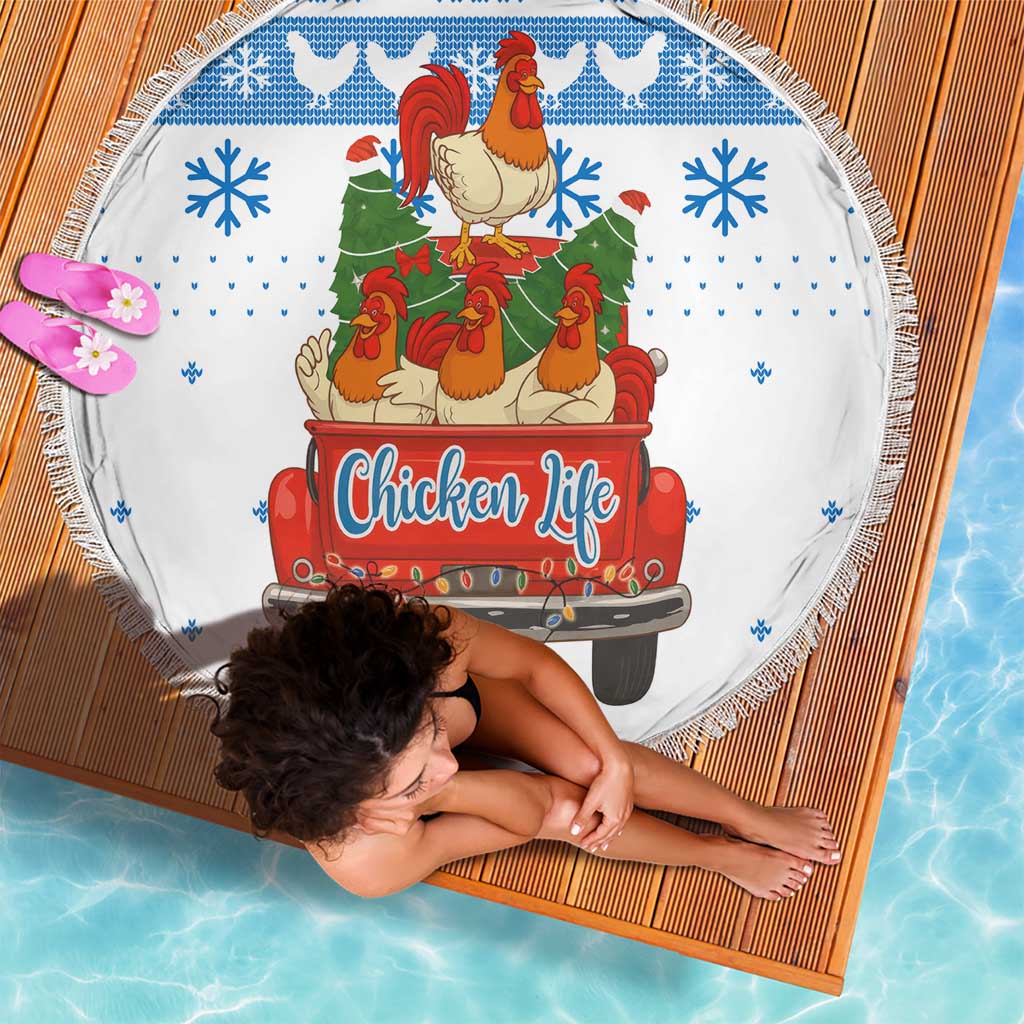 Chicken Life Christmas Beach Blanket Xmas Holiday Patterns - Wonder Print Shop