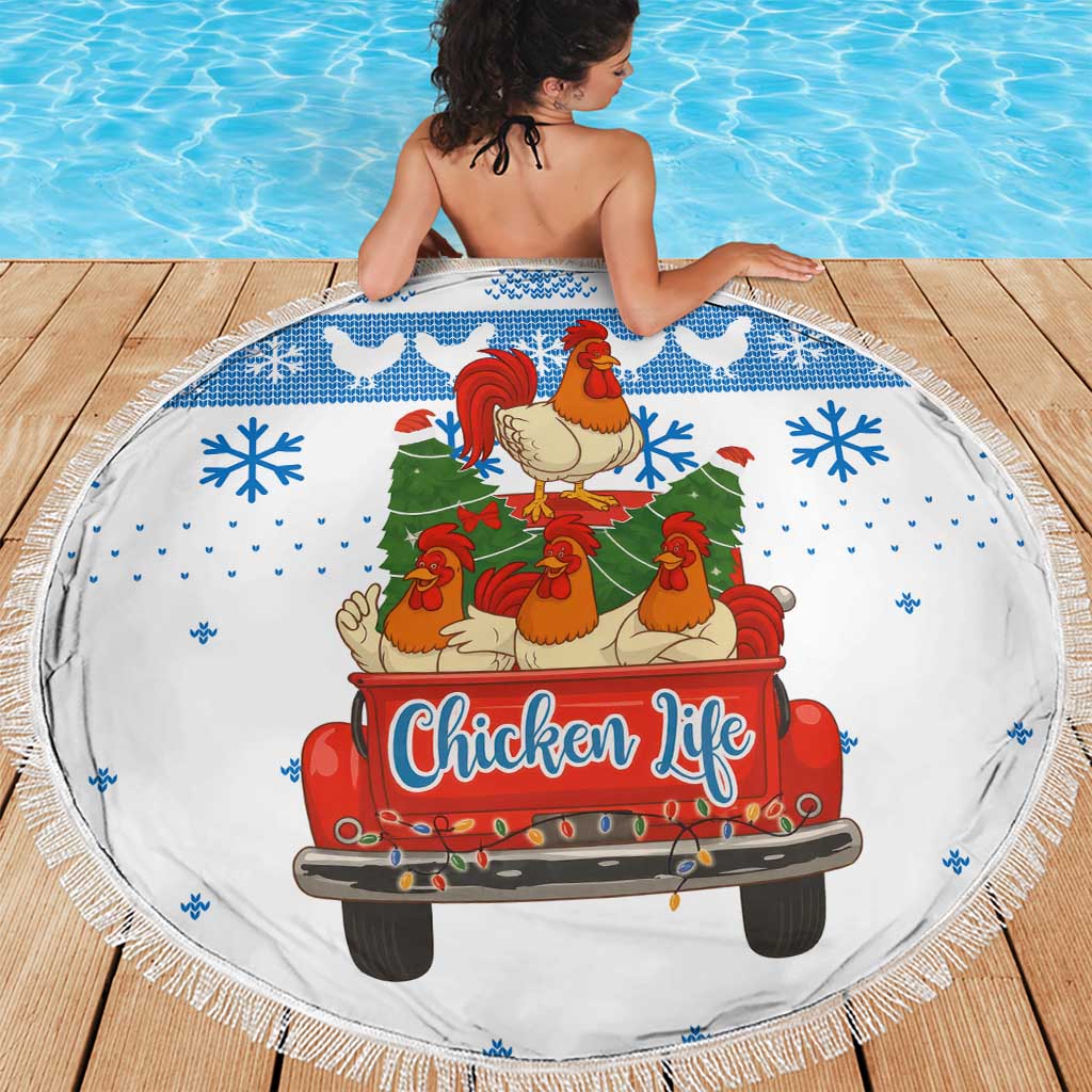 Chicken Life Christmas Beach Blanket Xmas Holiday Patterns - Wonder Print Shop