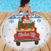 Chicken Life Christmas Beach Blanket Xmas Holiday Patterns - Wonder Print Shop